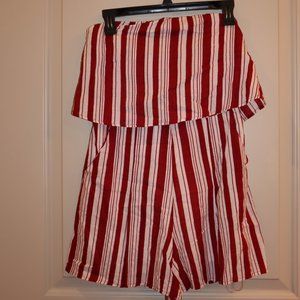 Red/White Striped Romper - Size S